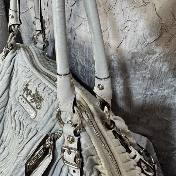 COACH Madison Sophia Satchel Shoulder Bag Gray Gathered Leather - Picture 14 of 16